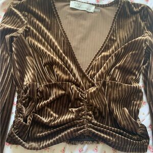 Brown velvet crop top